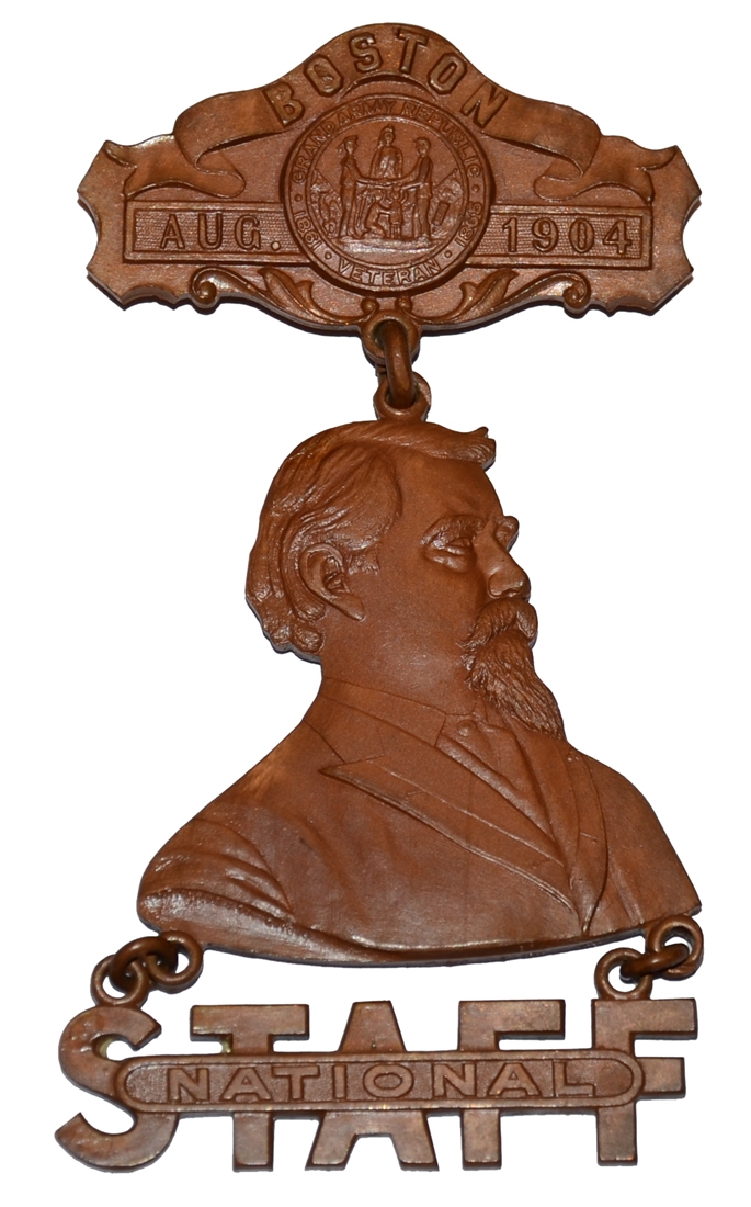 1904 G.A.R. NATIONAL STAFF BADGE, COL. AND BREV. BRIG. GEN. DYER ESTATE