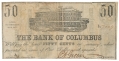 BANK OF COLUMBUS, GEORGIA 50₵ NOTE DATED 1862 PRINTED ON BACK OF OLD NOTE