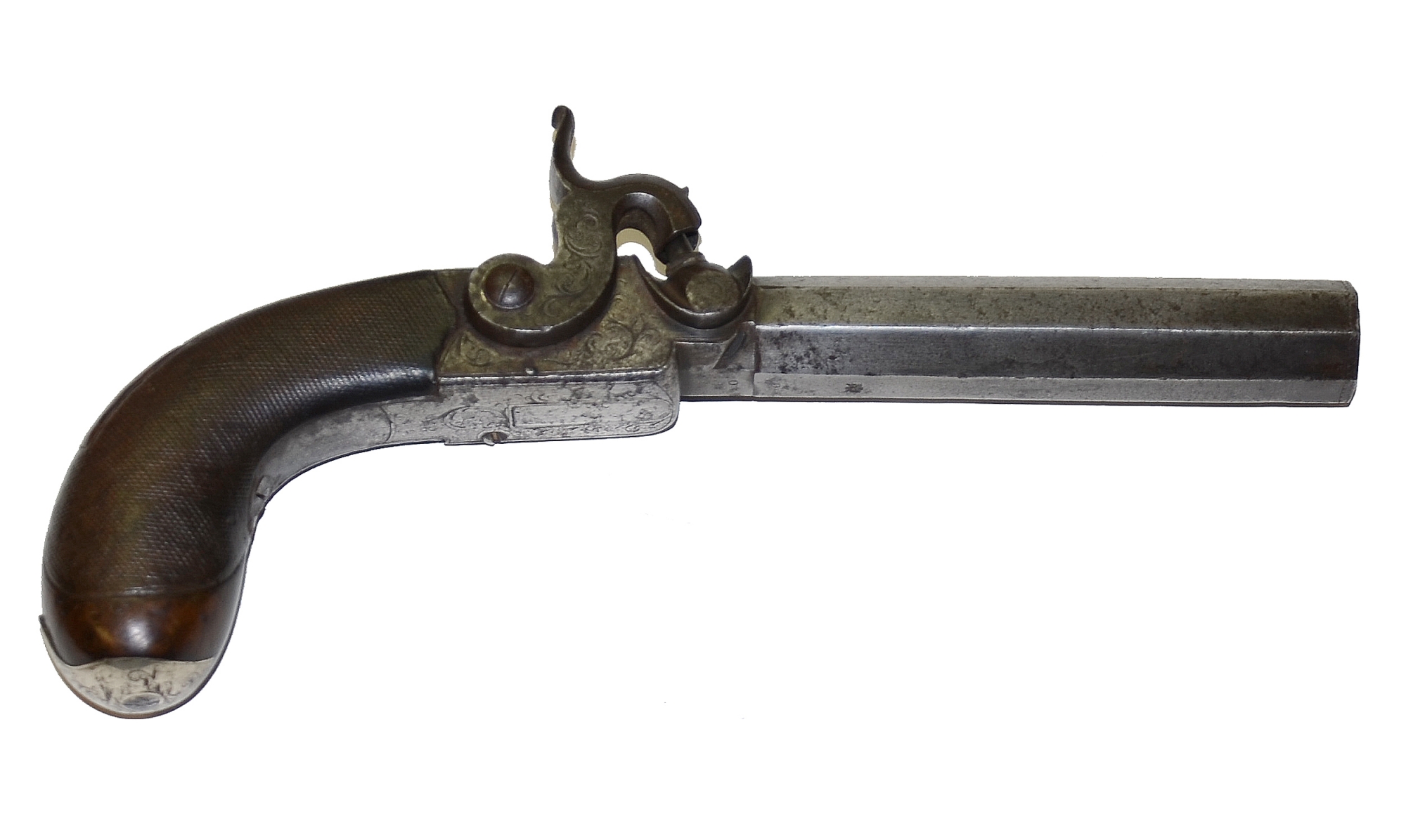 SINGLE SHOT PERCUSSION PISTOL WITH FOLDING TRIGGER