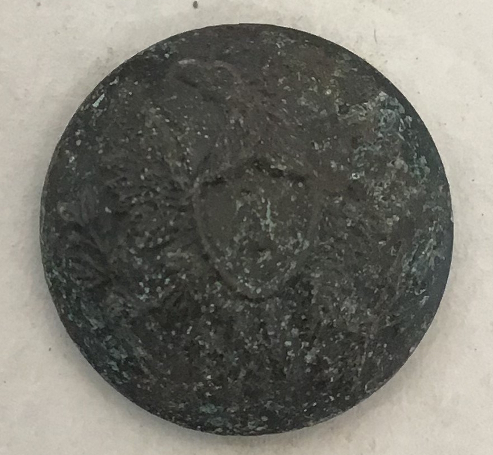 US INFANTRY OFFICER’S JACKET BUTTON RECOVERED AT OAK RIDGE, GETTYSBURG