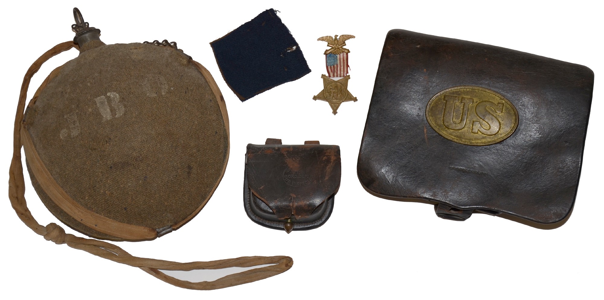 IDENTIFIED GROUPING OF ARTIFACTS BELONGING TO PRIVATE JABEZ B. OLES 144th NY INFANTRY AND 1st NY ENGINEERS
