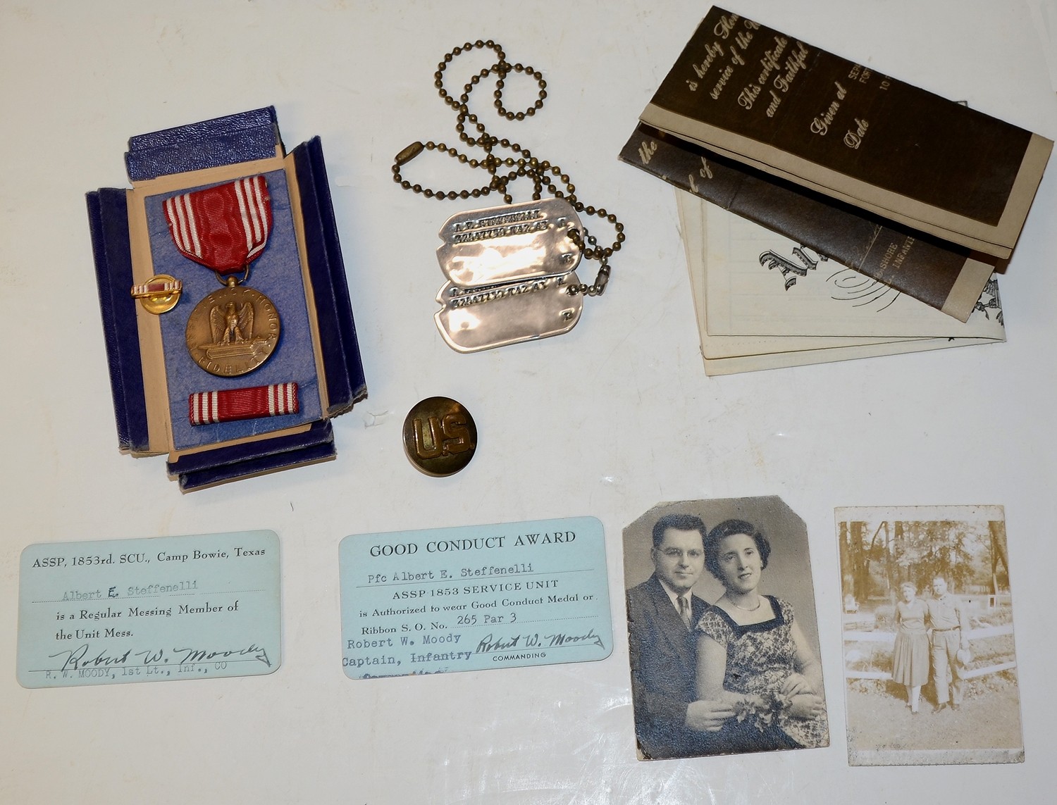 US WORLD WAR TWO ENGRAVED GOOD CONDUCT MEDAL GROUP FROM THE COLLECTION OF RON TUNISON