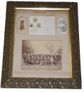 FRAMED CO. C, 115TH NEW YORK GAR REUNION PHOTO WITH DOCUMENT LISTING NAMES OF THOSE FROM THE COMPANY WHO DIED DURING THE WAR