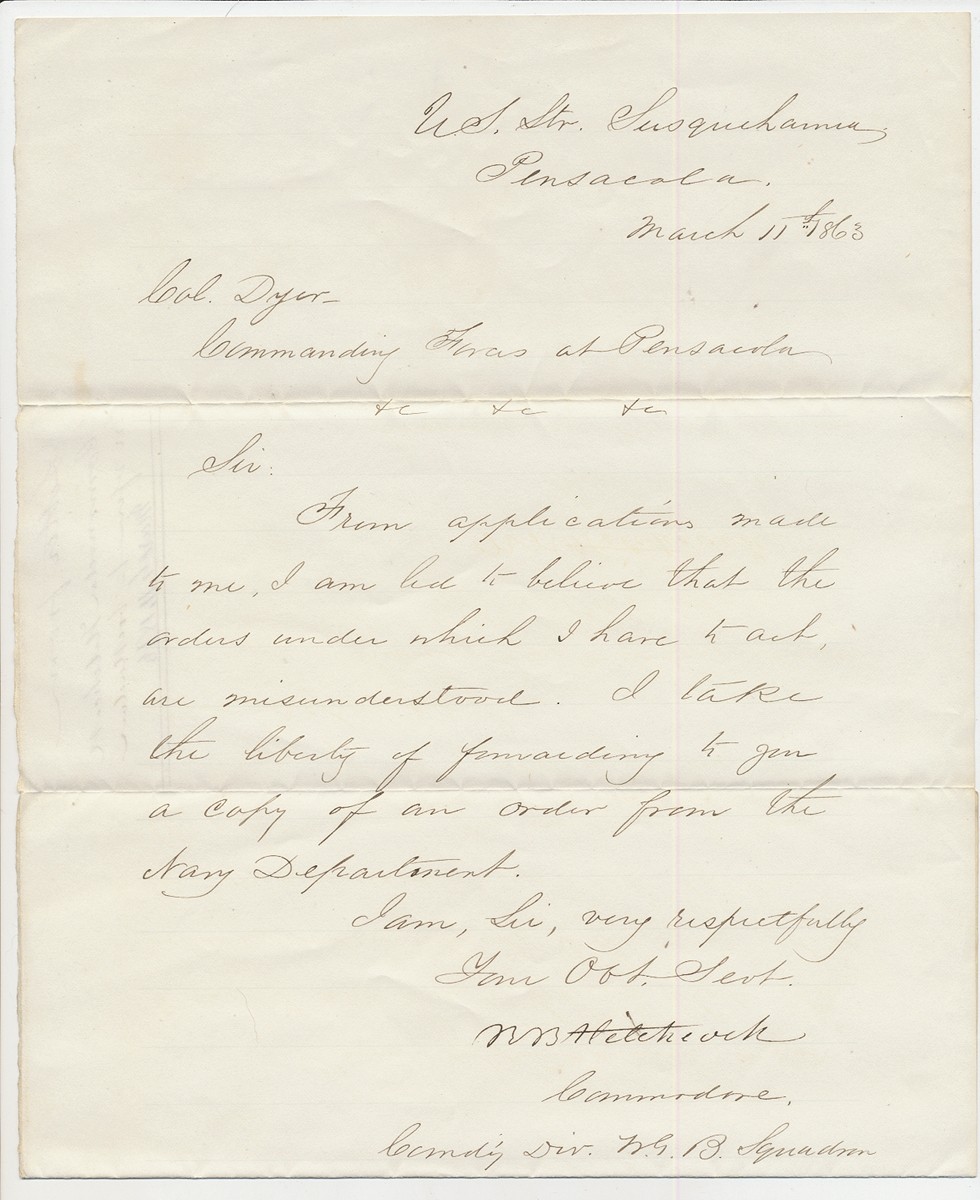 LS COMMODORE N B HITCHCOCK USN USS SUSQUEHANNA Horse Soldier