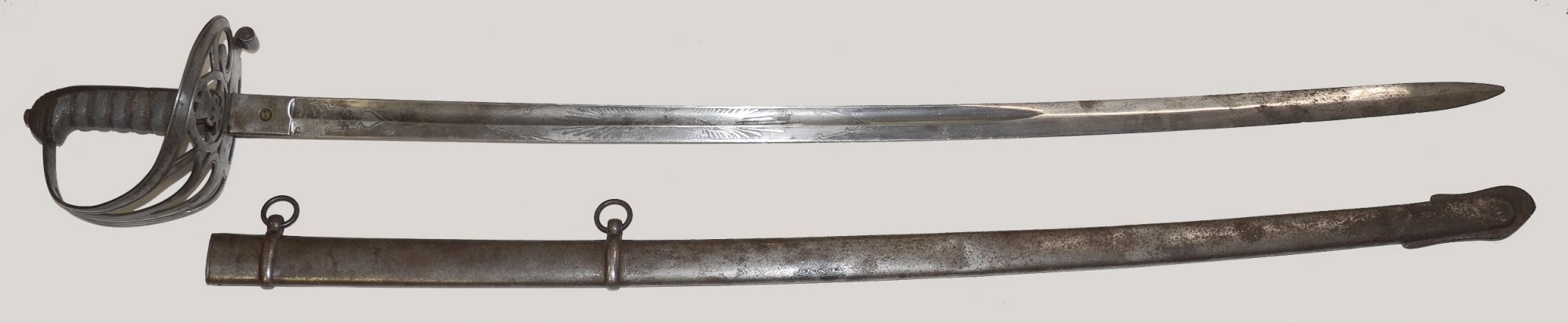 INSCRIBED OFFICER’S SWORD WITH BATTLE HONORS OF LIEUTENANT AND CAPTAIN GEORGE W. ADAMS 1st RI LIGHT ARTILLERY BREVETED THREE TIMES