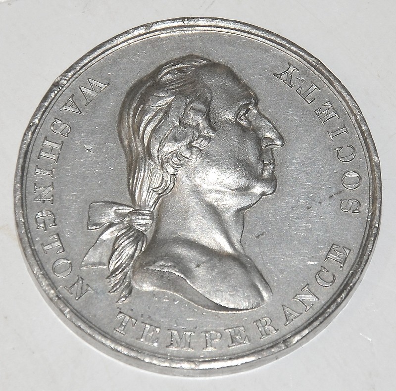 WASHINGTON TEMPERANCE SOCIETY MEDAL, ADDRESSED BY LINCOLN IN ILLINOIS