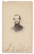 INK SIGNED BUST VIEW OF 115TH NEW YORK SERGEANT WHO RECEIVED A COMMISSION - CHARLES L. CLARK