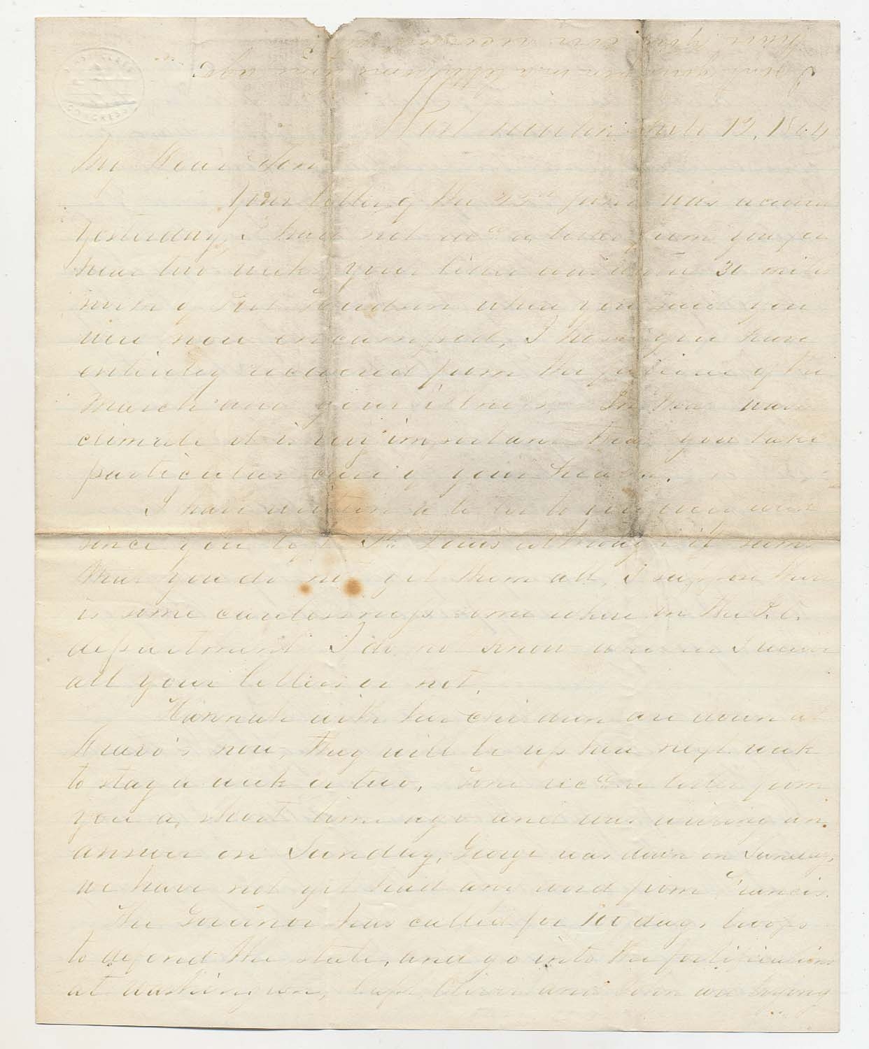 JULY1864 CIVIL WAR LETTER FROM LEBANON, PA RESIDENT JACOB FORNEY KREPS TO SOLDIER SON SERVING IN 67TH REGT. USCT