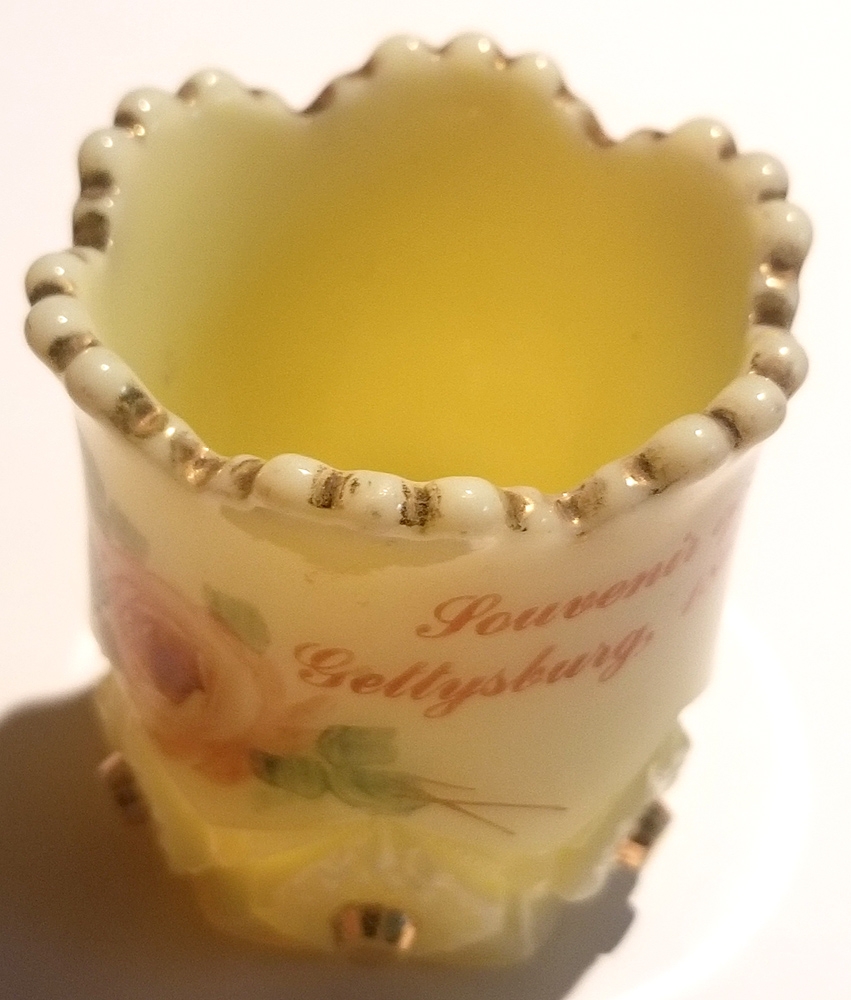 GETTYSBURG SOUVENIR CUSTARD GLASS TOOTHPICK HOLDER — Horse Soldier