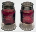 GETTYSBURG SOUVENIR RUBY GLASS SALT & PEPPER SHAKERS 