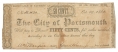 THE CITY OF PORTSMOUTH VA 50 CENT NOTE OCTOBER 29, 1862