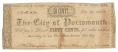 THE CITY OF PORTSMOUTH VA 50 CENT NOTE OCTOBER 29, 1862