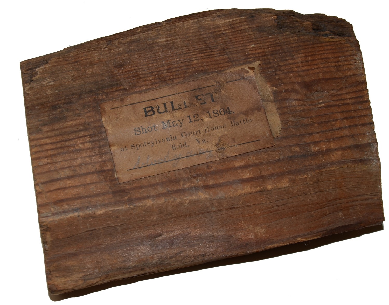 BULLET-STRUCK WOOD FROM BLOODY ANGLE, SPOTSYLVANIA