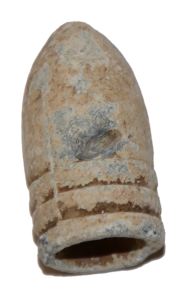 DROPPED CONFEDERATE .58 CAL. GEORGIA “TEAT” BASE BULLET FROM THE SHIELDS MUSEUM COLLECTION – RECOVERED ON THE FIRST DAY’S BATTLEFIELD WEST OF GETTYSBURG