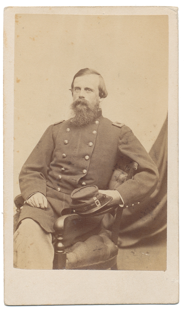 SEATED VIEW OF 13TH MASSACHUSETTS COLONEL WOUNDED AT GETTYSBURG