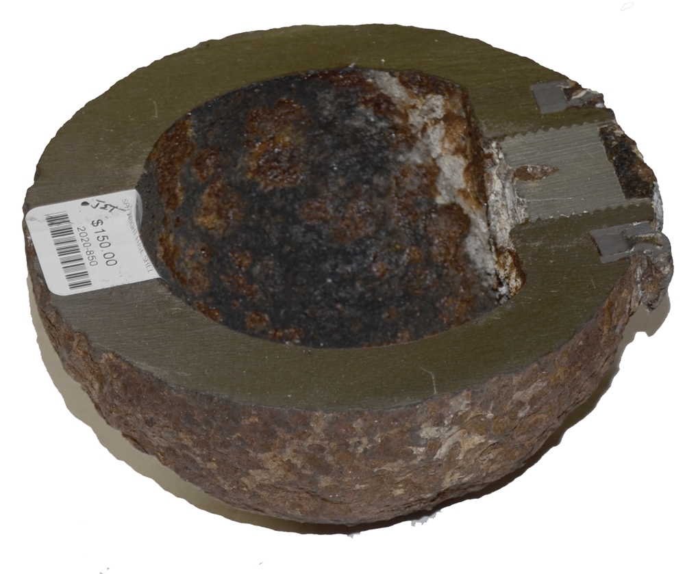 SECTIONED 12-PDR CANNON BALL WITH WRIGHT FUSE