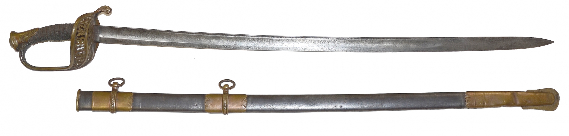 PRESENTATION STAFF AND FIELD SWORD TO JOHN C. MERRIAM 53rd NEW YORK, D’EPINEUIL ZOUAVES, LATER CHIEF ENGINEER DEPT. OF NORTH CAROLINA