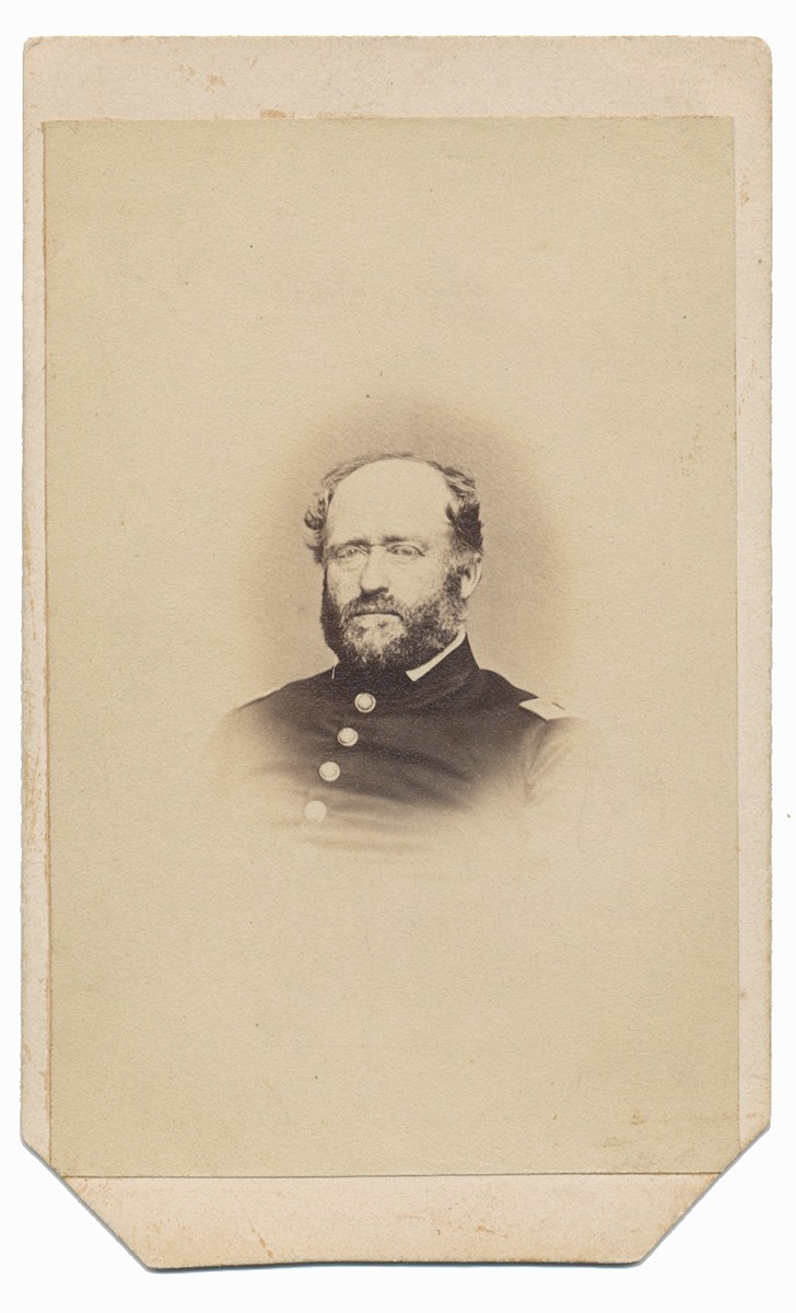 BUST VIEW CDV OF 11TH CORPS COMMISSARY OFFICER WITH INK ID – LT. COL. DAVID E. FOWLER