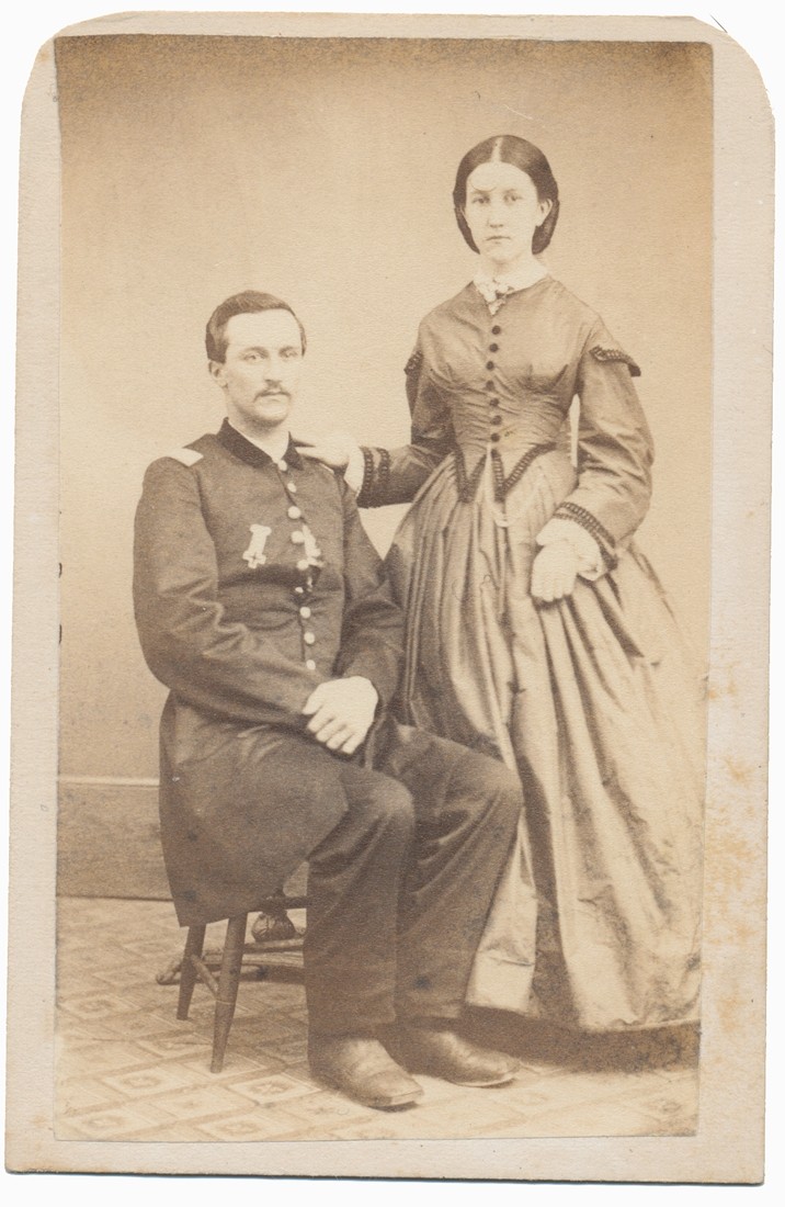 NICE HUSBAND AND WIFE VIEW OF OFFICER IN 50TH NEW YORK ENGINEERS, ARTHUR M. JACKSON