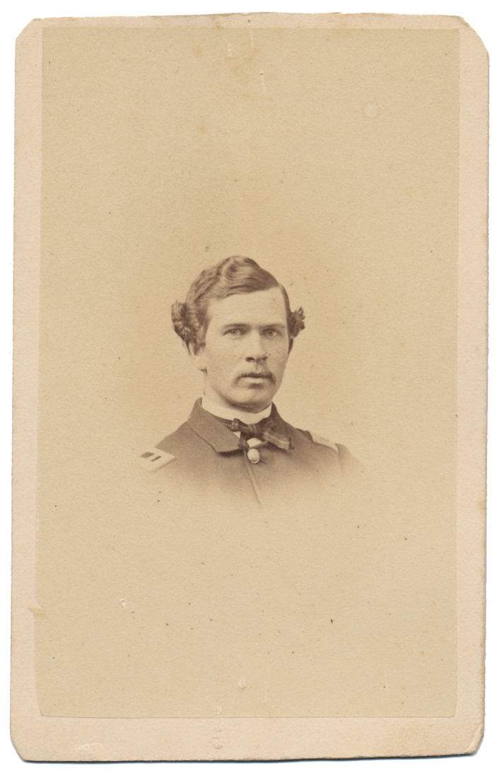 BUST VIEW CDV OF 1ST MASSACHUSETTS INFANTRY OFFICER WOUNDED AT GETTYSBURG – GEORGE E. HENRY