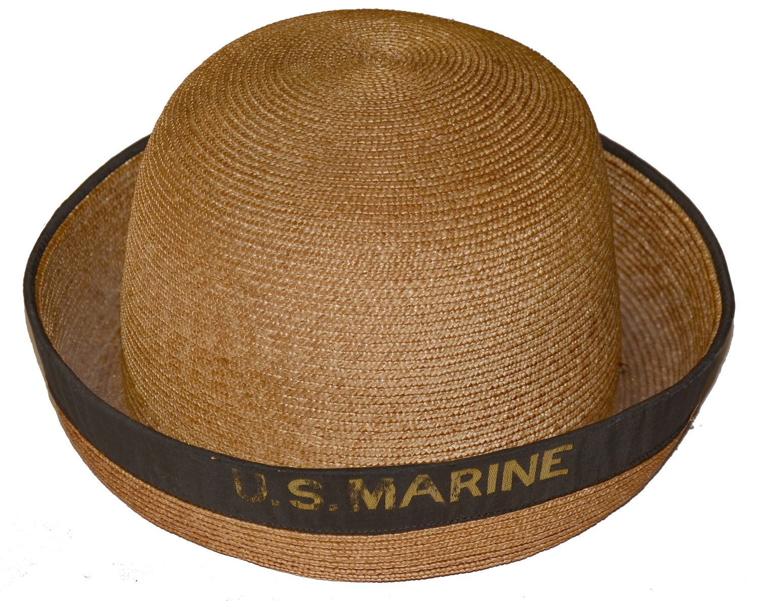 EARLY 1900s STRAW HAT WITH “U.S. MARINE” TALLY BAND