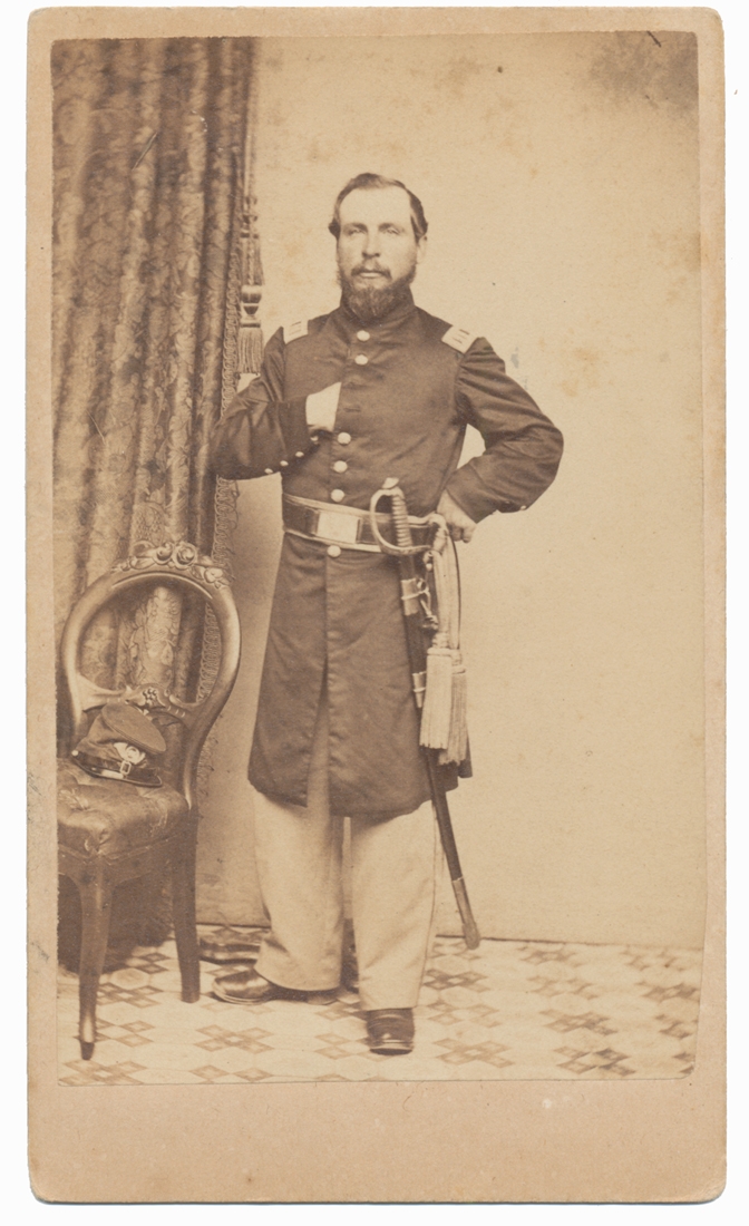 NICE LOOKING CDV OF IDENTIFIED 43RD MASSACHUSETTS CAPTAIN, JOSIAH SOULE, JR.