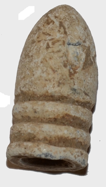 DROPPED CONFEDERATE .54 GEORGIA TEAT BASE BULLET FROM THE SHIELDS MUSEUM COLLECTION. RECOVERED ON THE FIRST DAYS BATTLEFIELD WEST OF TOWN