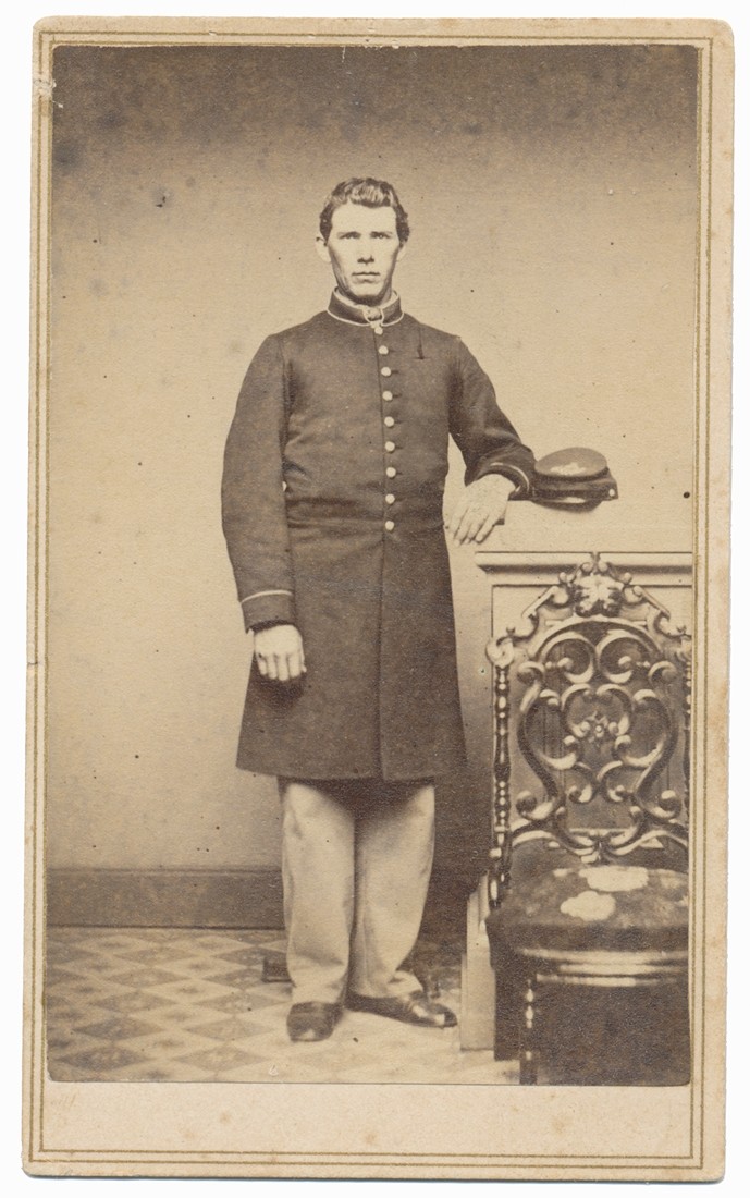 FULL STANDING CDV OF A MASSACHUSETTS INFANTRYMAN