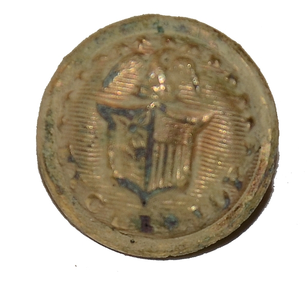 STATE OF NEW YORK CUFF BUTTON RECOVERED IN 2ND CORPS CAMP IN TANEYTOWN, MARYLAND-GETTYSBURG CAMPAIGN