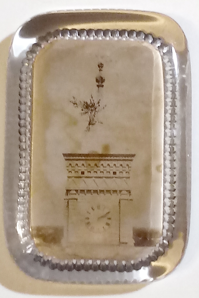 GLASS PAPERWEIGHT WITH CLOCK TOWER CDV