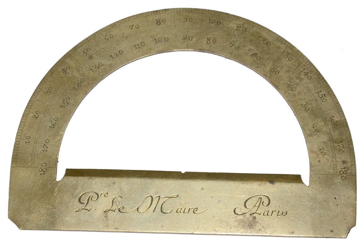 ENGRAVED BRASS PROTRACTOR BY PIERRE LE MAIRE II, PARIS, CIRCA 1762