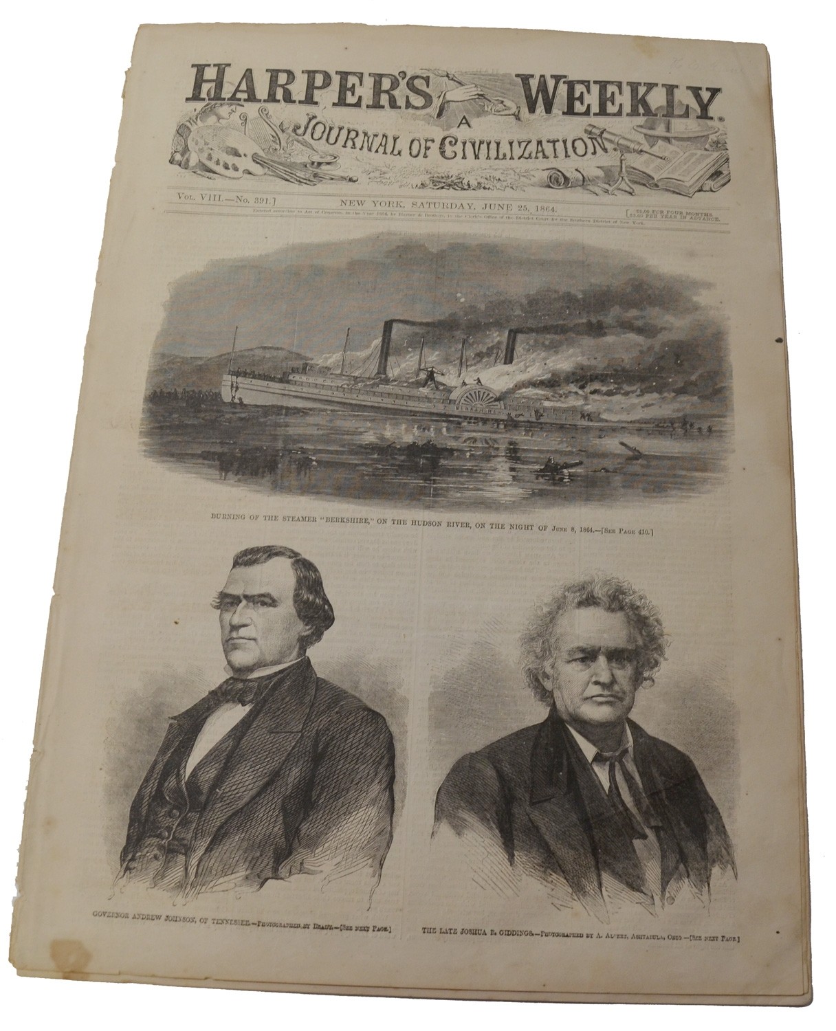 HARPER’S WEEKLY, NEW YORK, JUNE 25, 1864 – ANDREW JOHNSON/ GRANT’S ...