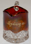 GETTYSBURG SOUVENIR RUBY FLASH GLASS PITCHER