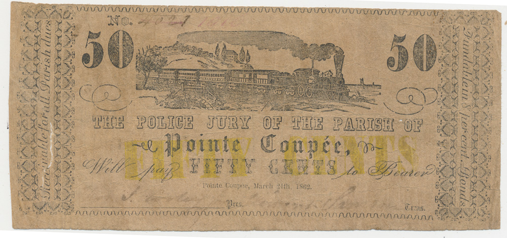 1862 PARISH OF POINTE COUPEE LOUSIANA 50-CENT NOTE