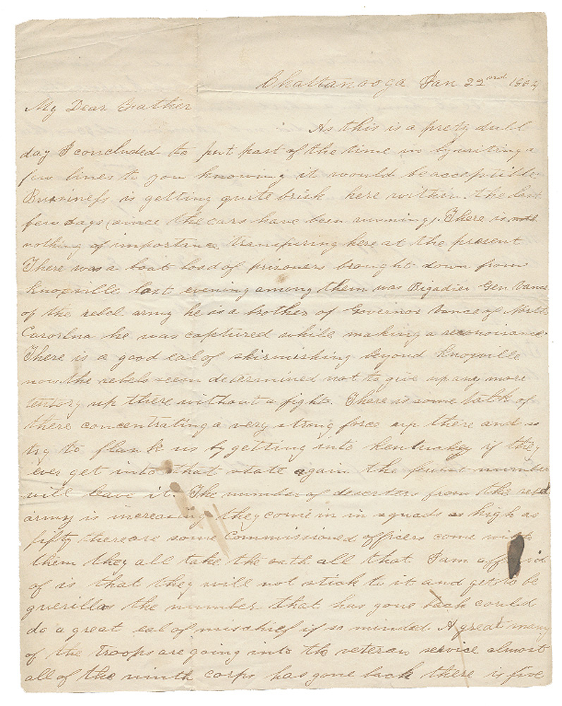 JANUARY 1864 SOLDIER LETTER—PRIVATE ADAM KREPS, CO. “F”, 15TH PA CAVALRY, TO HIS FATHER