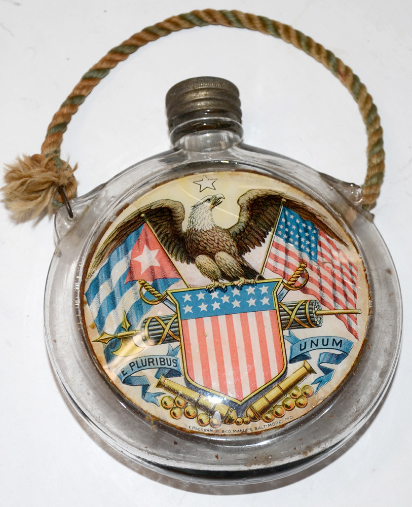 GLASS FLASK CELEBRATING SPAN-AM WAR