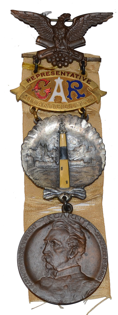 GAR BADGE 44TH NATIONAL ENCAMPMENT 1910 ATLANTIC CITY