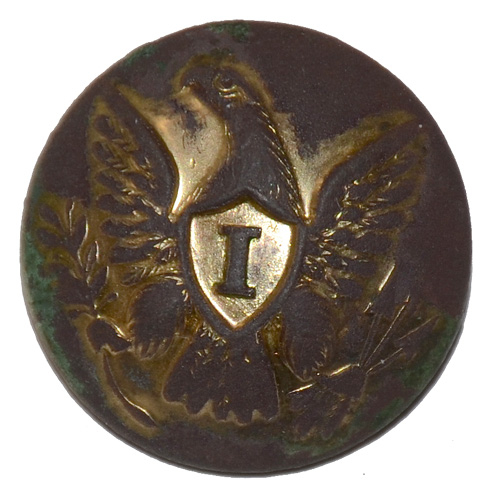 US INFANTRY “I” OFFICER’S JACKET BUTTON RECOVERED ON THE FIRST DAY’S BATTLEFIELD AT GETTYSBURG