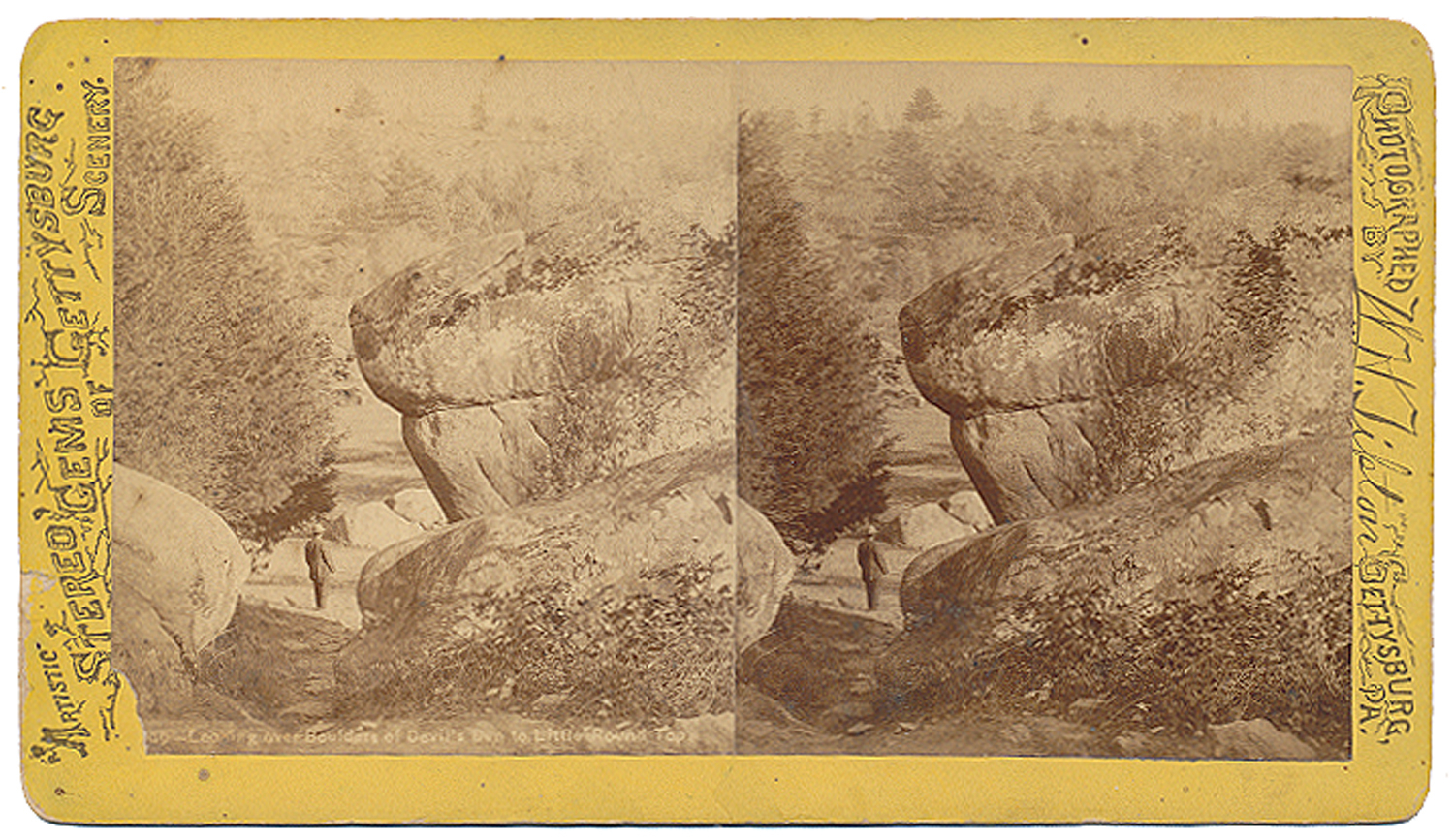 TIPTON STEREOVIEW LOOKING OVER DEVIL’S DEN TO LITTLE ROUND TOP