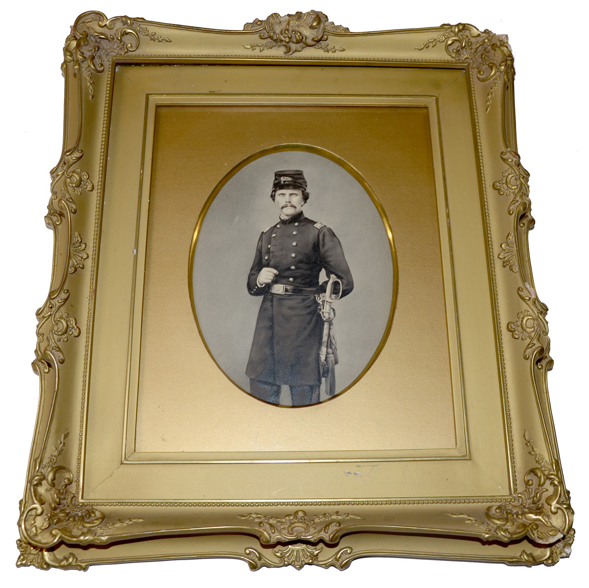 VERY HANDSOME FRAMED PICTURE OF MAJOR GORDON TANNER OF THE 22ND INDIANA INFANTRY KILLED IN DECEMBER OF 1861