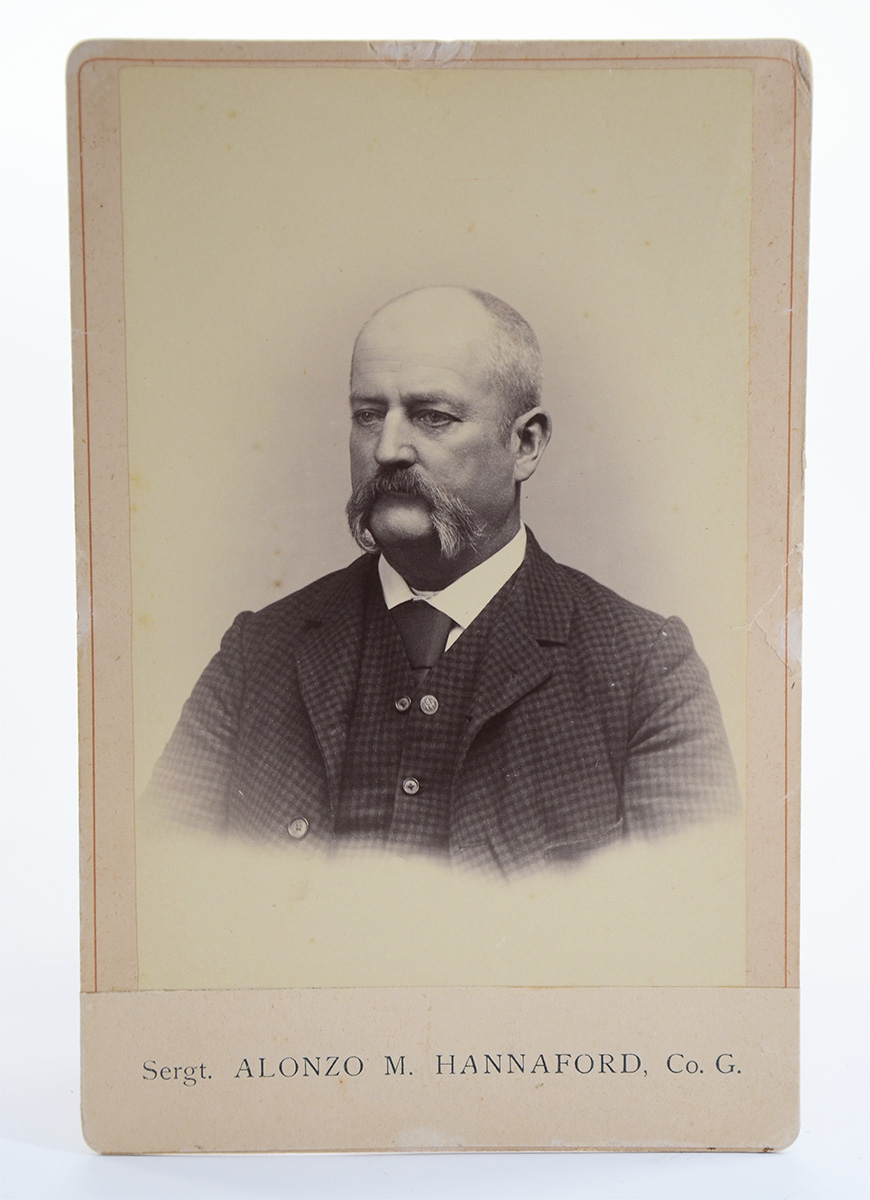 POST-WAR CABINET CARD PHOTO OF 2ND NEW HAMPSHIRE SOLDIER WOUNDED AT GETTYSBURG – ALONZO M. HANNAFORD