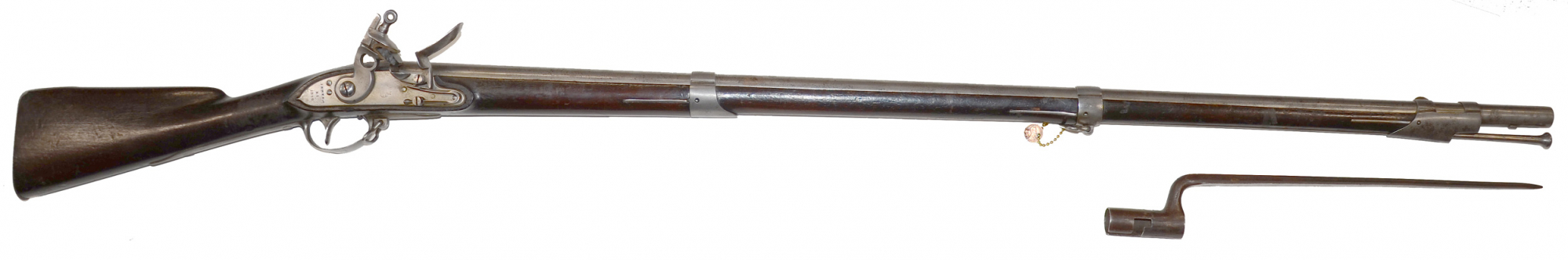 WAR OF 1812 US 1808 CONTRACT MUSKET & BAYONET BY JENKS DATED 1812, ORIGINAL FLINT