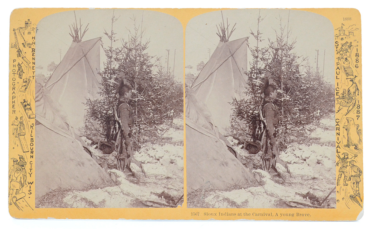STEREOVIEW - “SIOUX INDIANS AT THE CARNIVAL. A YOUNG BRAVE”