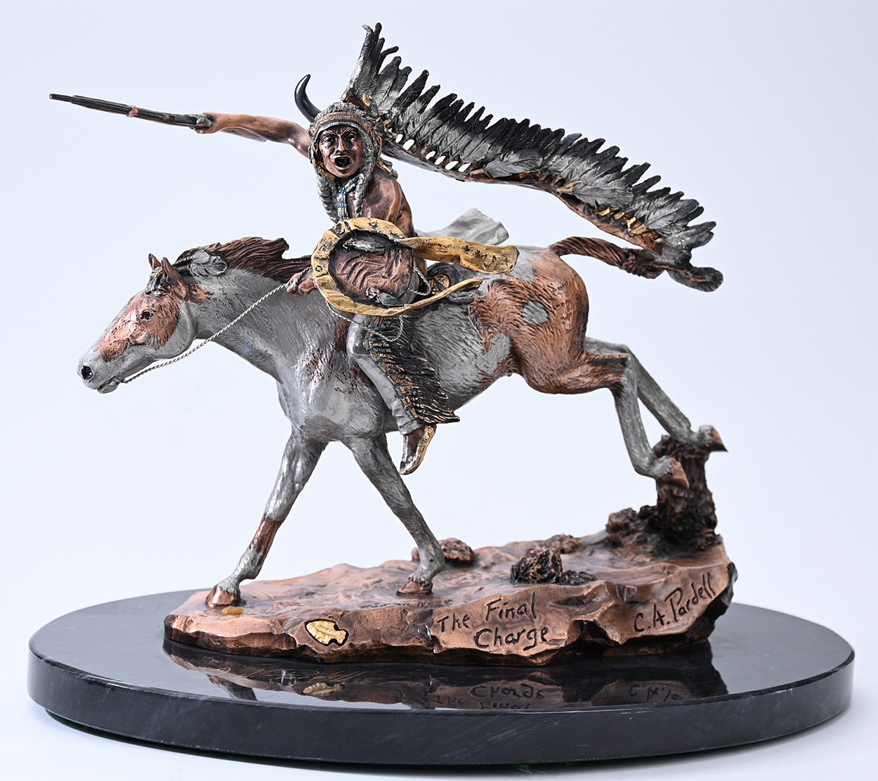 THE FINAL CHARGE CHIEF ROMAN NOSE MIXED MEDIA SCULPTURE, ARTIST PROOF