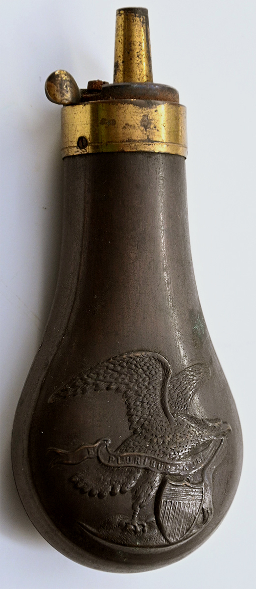 ELEGANT FLYING EAGLE POCKET REVOLVER POWDER FLASK