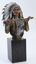 MIXED MEDIA SCULPTURE ENTITLED “PEACE OFFERING” BY WILLY WHITTEN – ARAPAHO CHIEF BLACK COAL