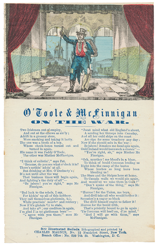 UNION CIVIL WAR IRISH SONG SHEET - 