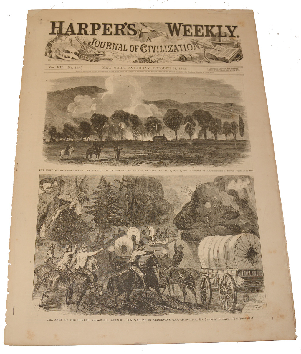 HARPER’S WEEKLY, OCTOBER 31, 1863- ARMY OF THE CUMBERLAND/ CHICKAMAUGA