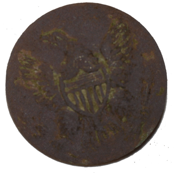 UNION GENERAL SERVICE EAGLE COAT BUTTON FROM THE ROSE FARM, GETTYSBURG