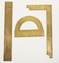 18TH CENTURY BRASS PROTRACTOR AND RULERS